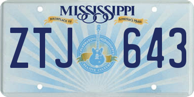 MS license plate ZTJ643