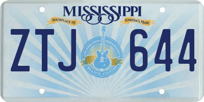 MS license plate ZTJ644