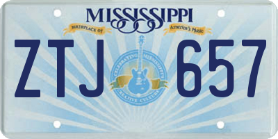 MS license plate ZTJ657