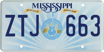 MS license plate ZTJ663