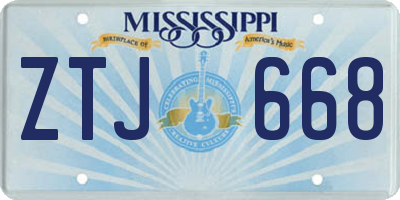 MS license plate ZTJ668