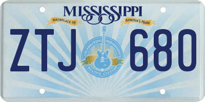 MS license plate ZTJ680