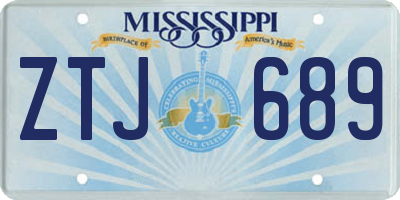 MS license plate ZTJ689