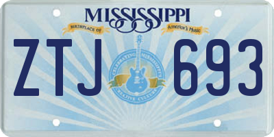 MS license plate ZTJ693