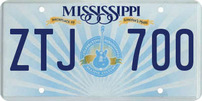 MS license plate ZTJ700