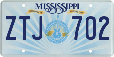 MS license plate ZTJ702