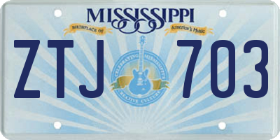 MS license plate ZTJ703