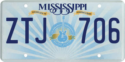 MS license plate ZTJ706