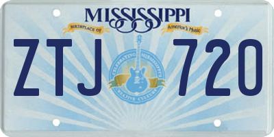 MS license plate ZTJ720