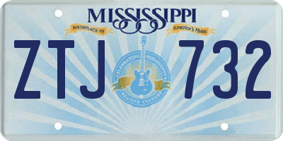 MS license plate ZTJ732