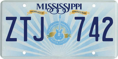 MS license plate ZTJ742