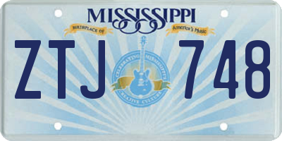MS license plate ZTJ748
