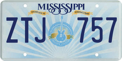 MS license plate ZTJ757