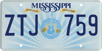 MS license plate ZTJ759