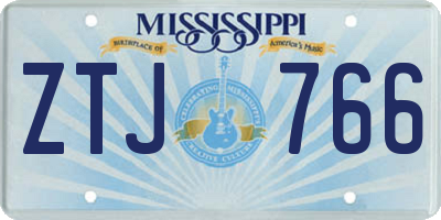 MS license plate ZTJ766