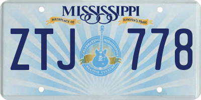 MS license plate ZTJ778