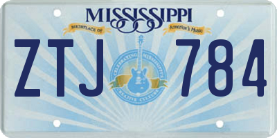 MS license plate ZTJ784