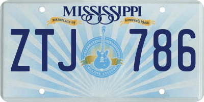 MS license plate ZTJ786