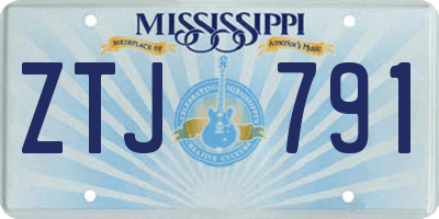 MS license plate ZTJ791