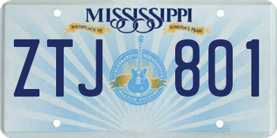 MS license plate ZTJ801
