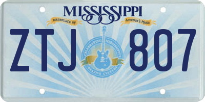 MS license plate ZTJ807
