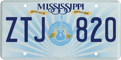 MS license plate ZTJ820