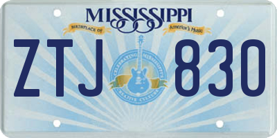 MS license plate ZTJ830