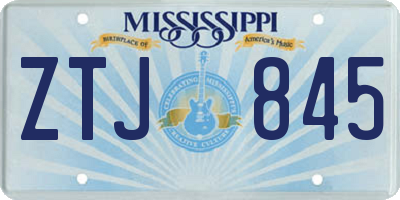 MS license plate ZTJ845
