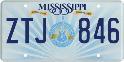 MS license plate ZTJ846