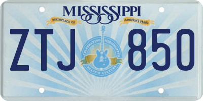 MS license plate ZTJ850
