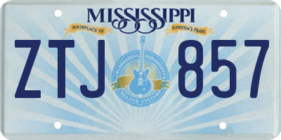 MS license plate ZTJ857