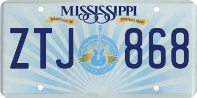 MS license plate ZTJ868