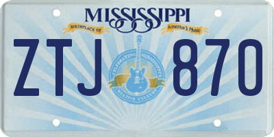 MS license plate ZTJ870