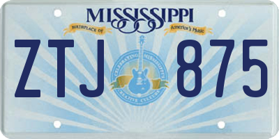 MS license plate ZTJ875