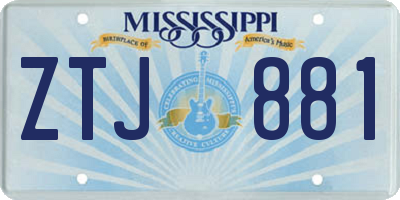 MS license plate ZTJ881