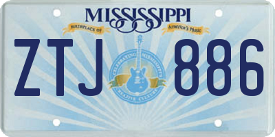MS license plate ZTJ886