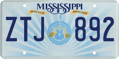 MS license plate ZTJ892