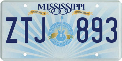 MS license plate ZTJ893
