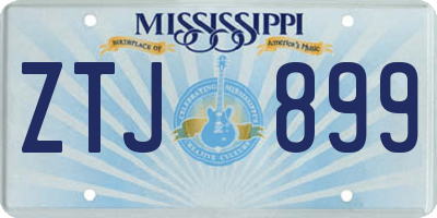 MS license plate ZTJ899