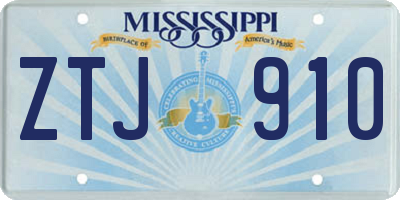 MS license plate ZTJ910