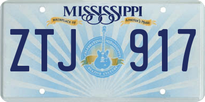 MS license plate ZTJ917