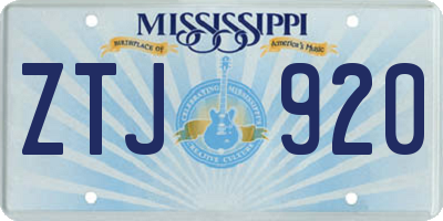 MS license plate ZTJ920