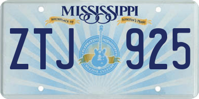 MS license plate ZTJ925