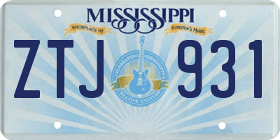 MS license plate ZTJ931