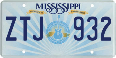 MS license plate ZTJ932