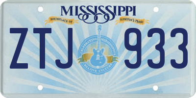 MS license plate ZTJ933
