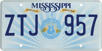 MS license plate ZTJ957