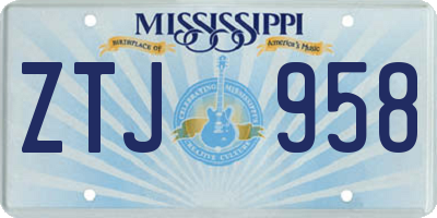 MS license plate ZTJ958