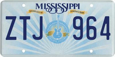 MS license plate ZTJ964