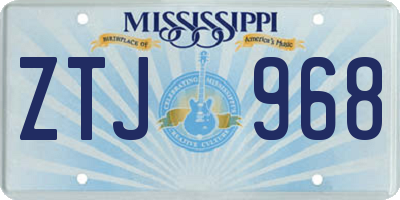 MS license plate ZTJ968